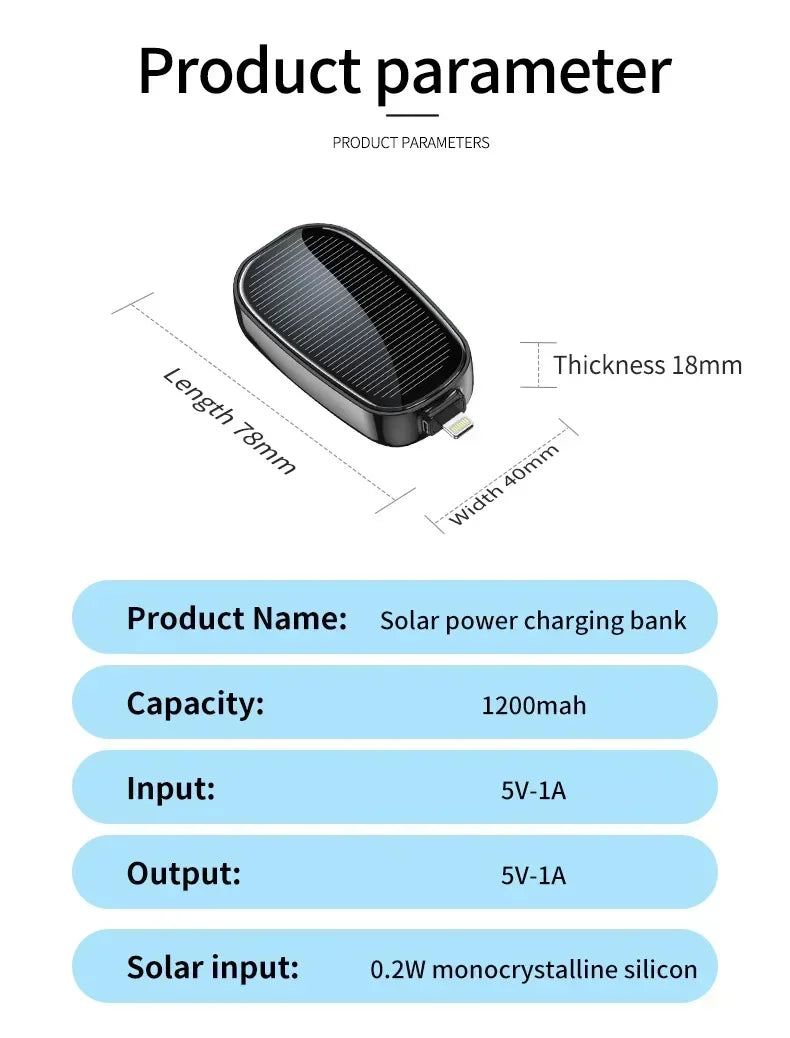 Emergency Solar Mini Portable Power Bank Keychain Portable Charger Small Outdoor Camping External Battery For iPhone and Xiaomi