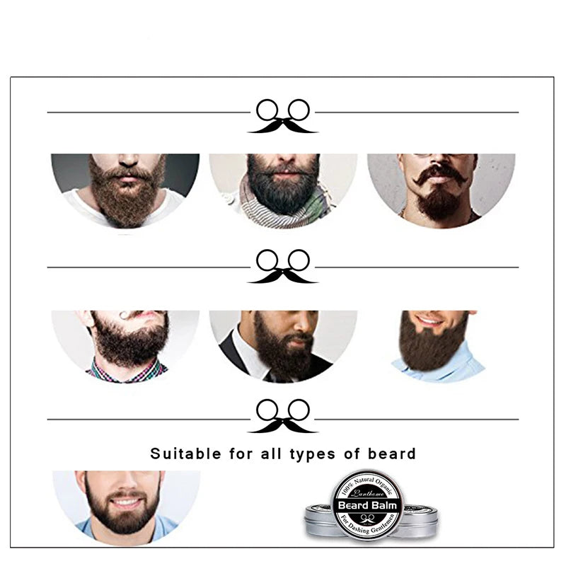3PCS Natural Beard Balm Wax Beard Growth Balm for Men Moisturizing Smoothing Beard Styling Professional Care Cream Skin Care