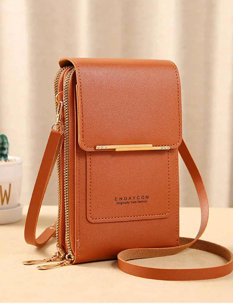 Women Crossbody Shoulder Bags Wallets Touch Screen Cell Phone Bag Soft Leather Strap Handbag for Female Luxury Messenger Bags