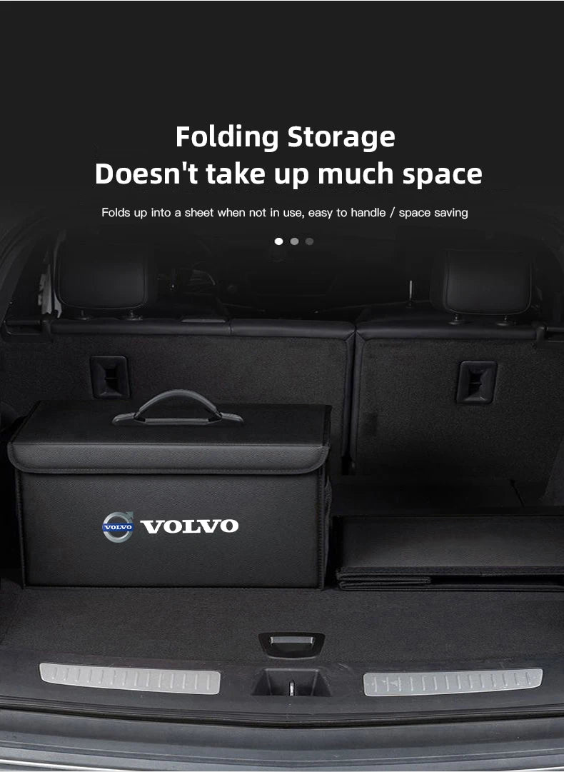 Quality Leather Car Organizer Foldable Auto Trunk Storage Box For Volvo ES90 EC40 EX40 EM90 XC90 V90 V60 XC60 V40 S80 S60 S90 C4