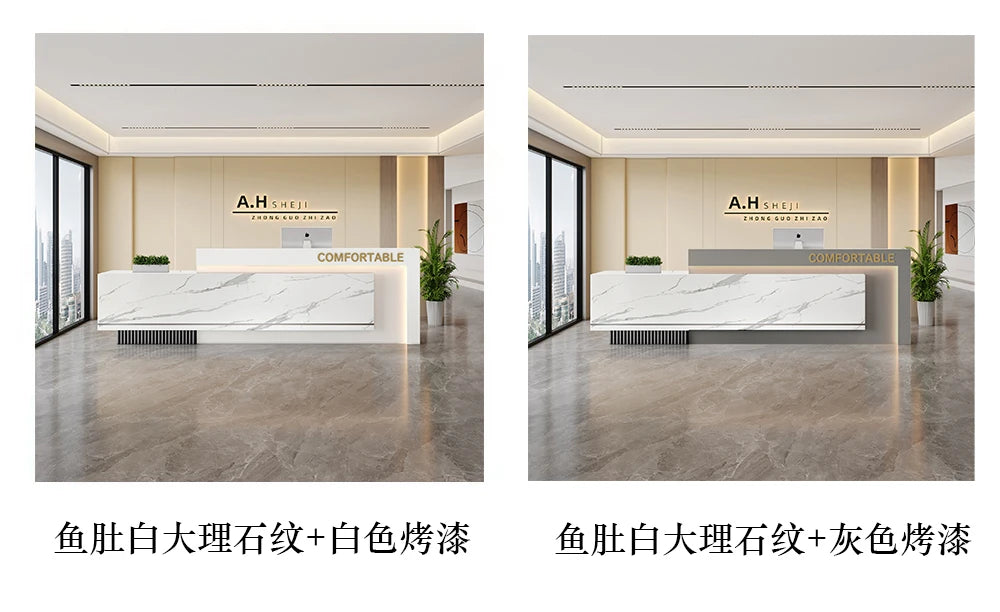Luxury European Reception Desks Trendy Simple Unique Reception Desk Quality Elegant Comptoir Magasin Commercial Furniture