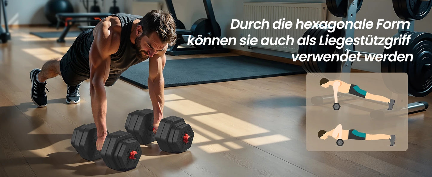 Dumbbells Set Dumbbells with Connecting Bar Hexagon Dumbbell Set 10kg 20kg 30kg Workout Fitness Training Weight Lifting