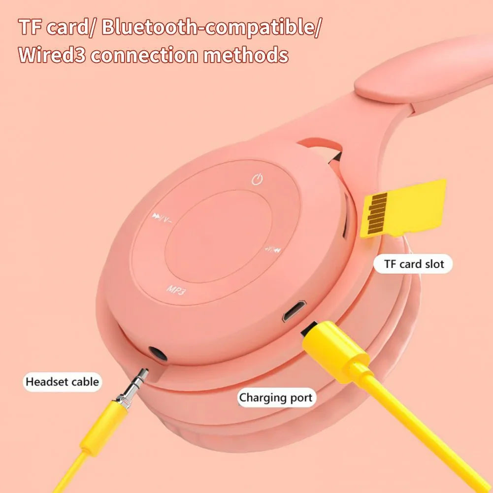 Y08 Macaron Wireless Bluetooth Headband Headphones with Mic Stereo Gaming Headset Gamer Girl Gift for Mobile Tablet
