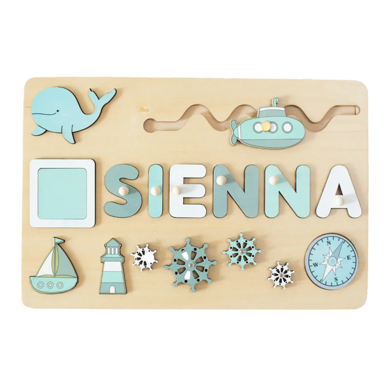 Montessori Personalised Wooden Puzzle Baby Custom First Name Puzzle Customization Letter Board Gift Child Jigsaw Educational Toy
