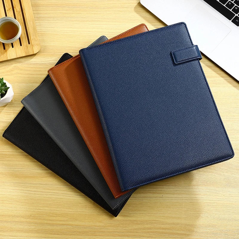 A4 Leather Padfolio Portfolio File Folder Man Document Holder Desk Organizer Executive Folders Calculator Briefcase for Office