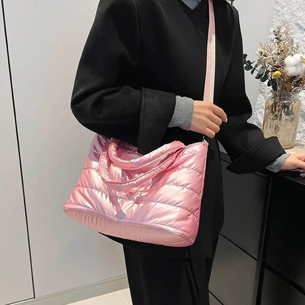 Large Tote Padded Handbags Designer Quilted Women Shoulder Bags Luxury Nylon Down Cotton Crossbody Bag Winter Tote Big