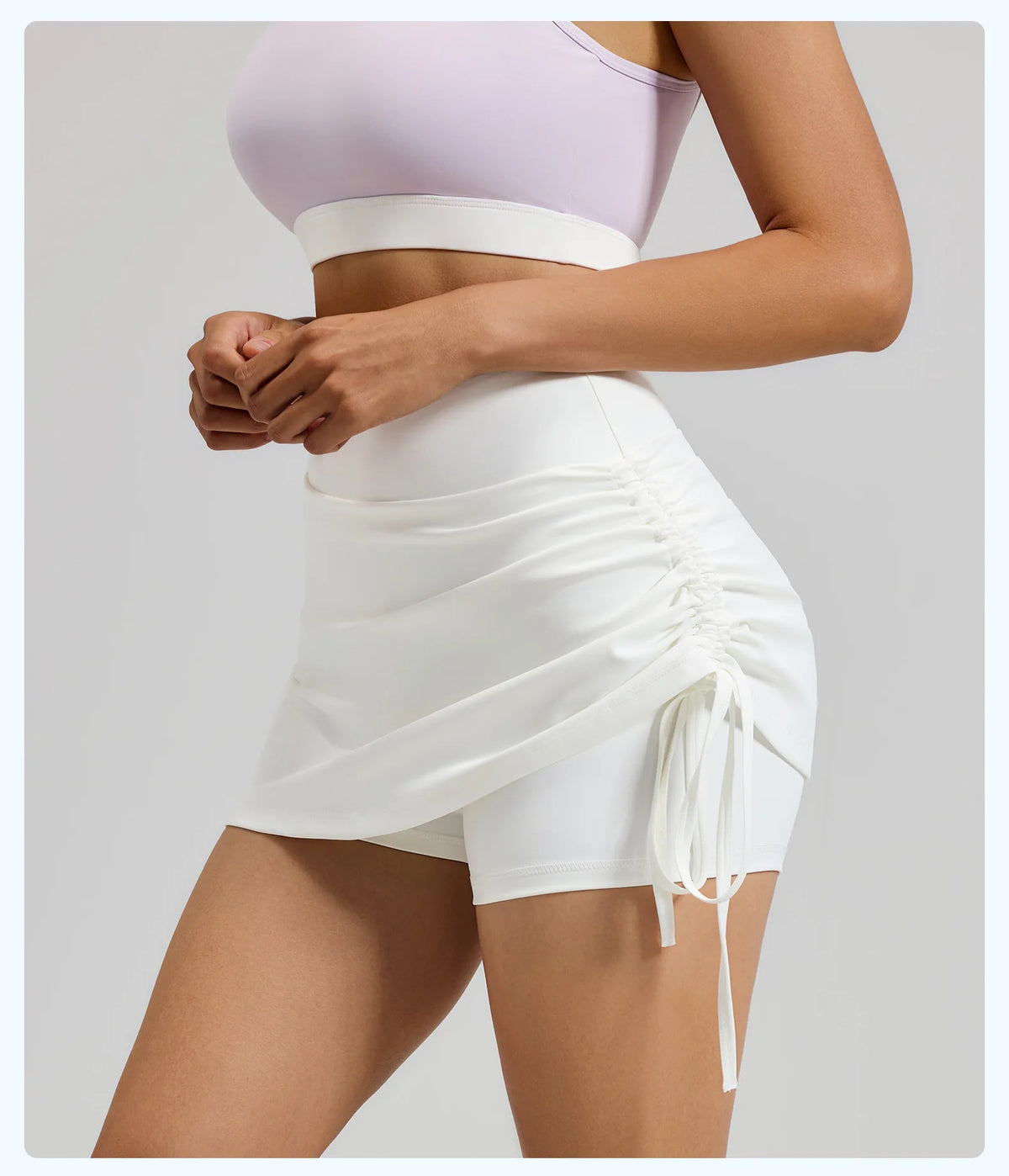 Fitfemme Women's Sports Skirt with Inner Shorts - Ruched Side and Drawstring - Perfect for Workout 2025 New