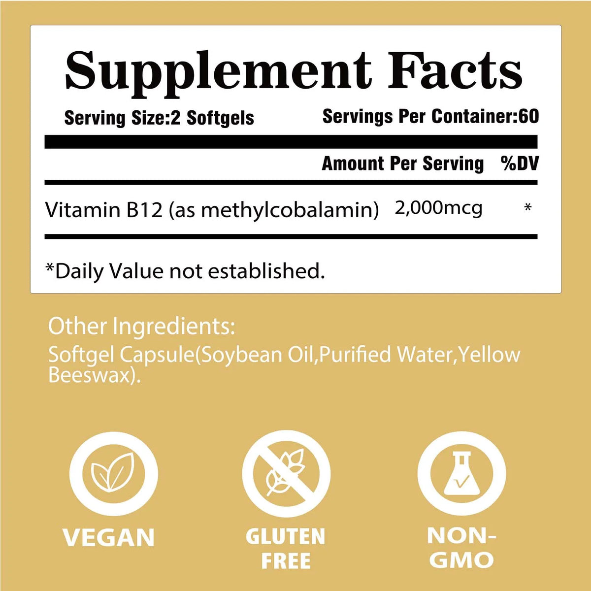 Vitamin B12 Capsules - Methylcobalamin Supplement for Mind, Energy, Brain, Mood, Heart Support 120 Capsules
