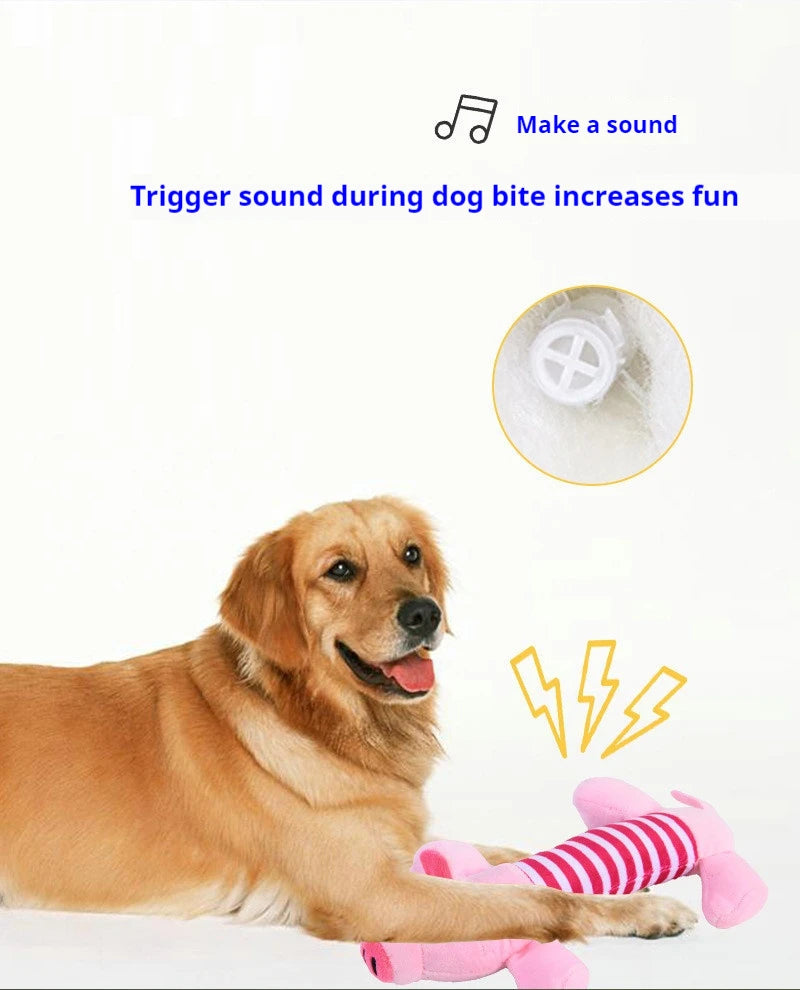 New Pet Toy Striped Elephant, Yellow Duck, Pink Pig Biting Pet Toy Simulated Pet Sound Dog Toy