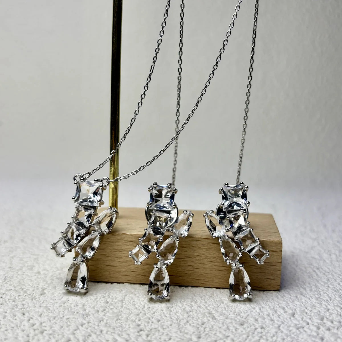 Original 2025 Geometric Charm Boutique Jewelry Set Women Zircon Crystal Necklace Bracelet Earrings Romantic Jewelry Gift