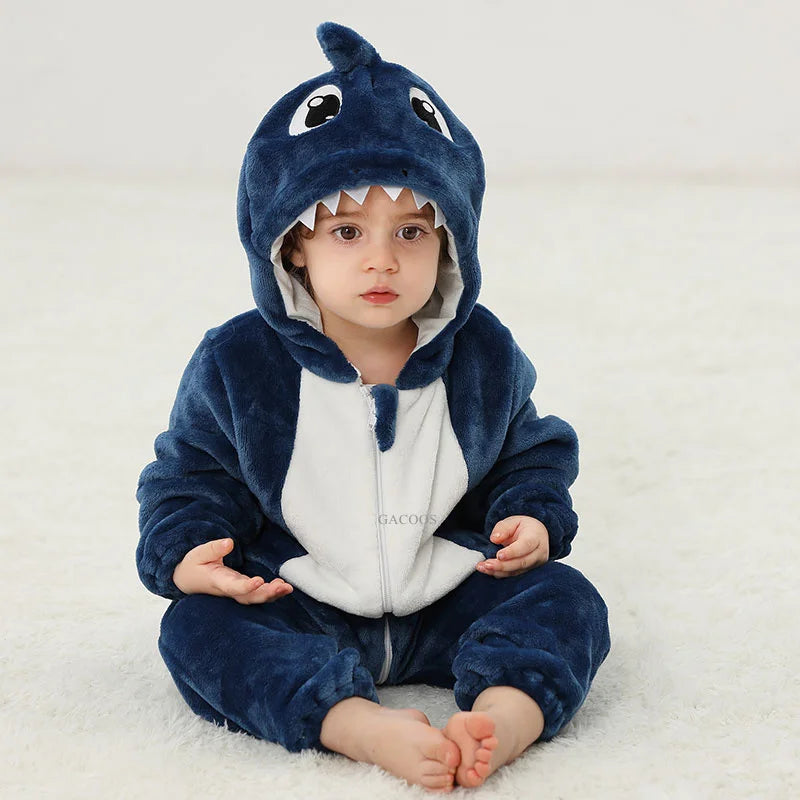 Baby Kigurumi Dragon Cow Monkey Animal Cosplay Costume Baby Girl Pajamas Winter Plush Jumpsuit for Toddler Boys 1 to 2 3 4 Years