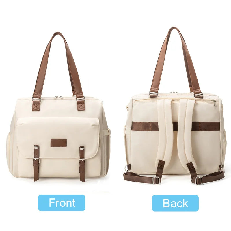 Large Capacity Multifunctional Nylon Mommy Backpack, Vintage Diaper Baby Stroller Changing Pad Fashionable and Large Capacity
