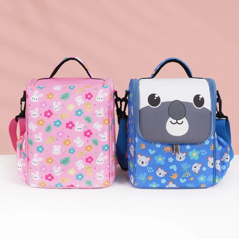 Children's Cartoon Portable Square Lunch Bag Ice Bag Student Insulation Meal Bag Traveing Outdoor Picnics Single Shouder Bag