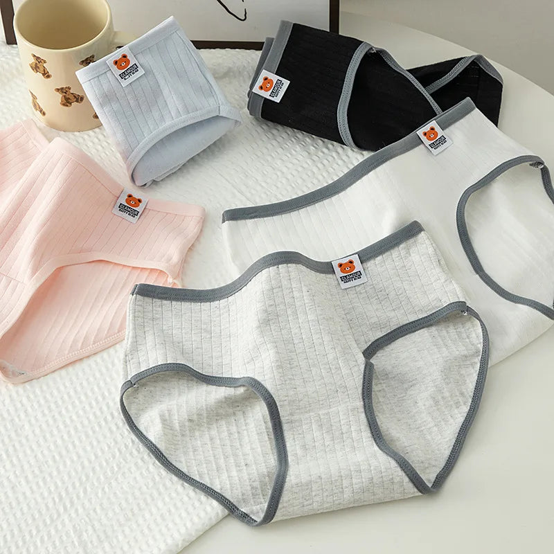 New 5PCS/Set Women's Underwear Cute Bear Cotton Panties Briefs For Girl Ladies Sexy Lingerie Cartoon Female Pantys Underpants