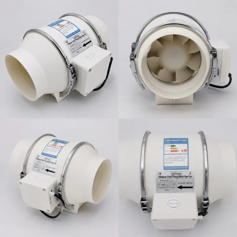 4/5/6 Inch Exhaust Flue Fan Remote Control Mixed Flow Inline Fan 220V High Speed Quiet Exhaust Fan For Home Vents
