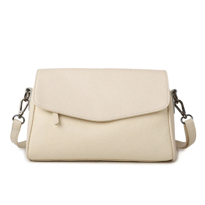 Luxury Solid Color Genuine Leather Ladies Messenger Bag 100% Soft Cowhide Shoulder Crossbody Bags For Women 2026 Female Handbags