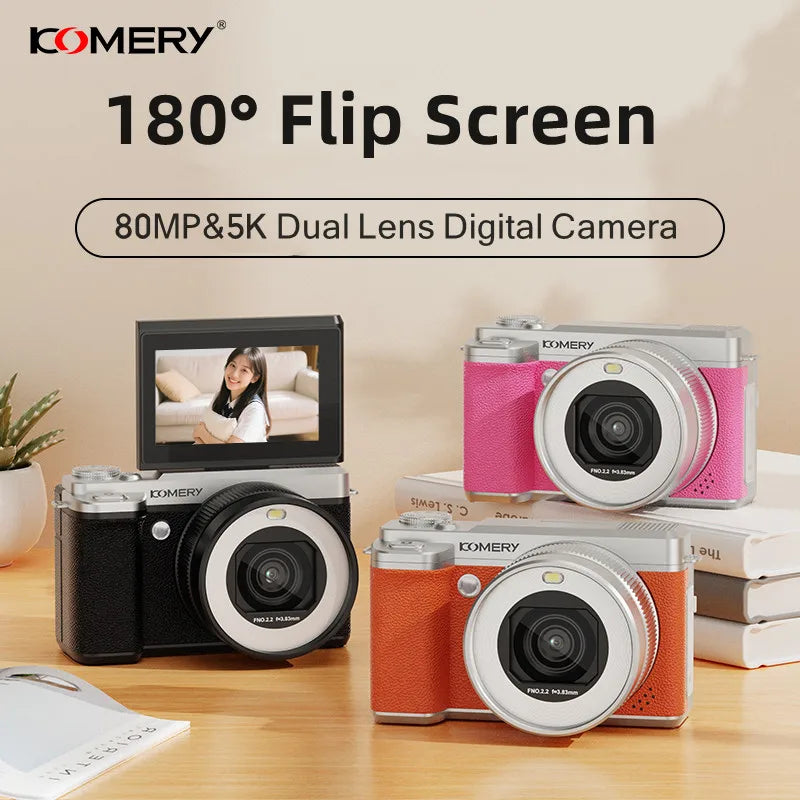 5K Digital Camera Auto Focus 80MP Vlogging Camera for YouTube and Anti-Shake Video Camera with Flash Dual Lens Selfile Camcorder