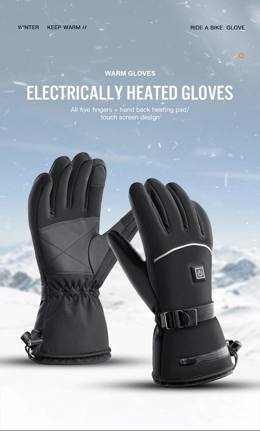 Winter Electric Heated GlovesWith Battery Box Rechargeable Anti-Cold Comfort Men Women Thermal Heated Outdoor Camping Ski Sports