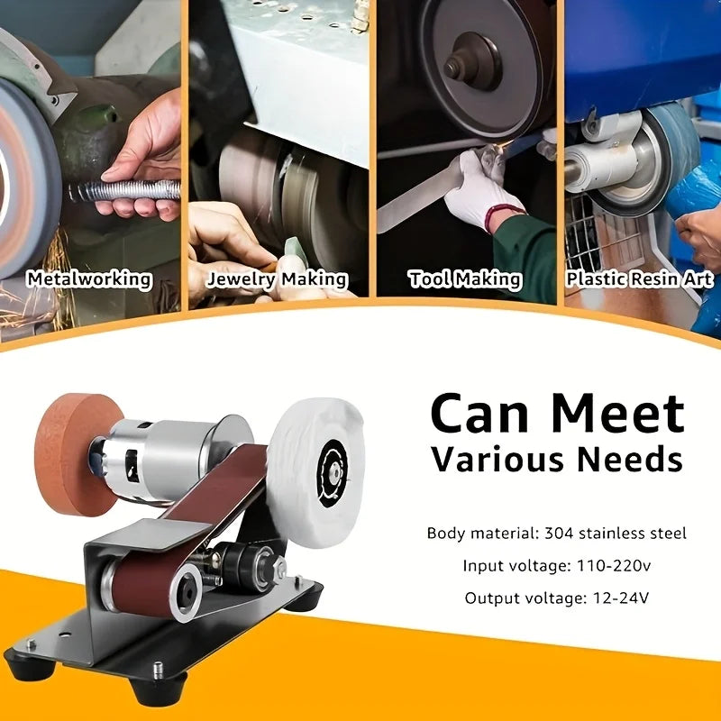 37PCS of three in one mini belt sanding machine, suitable for DIY metal and wood handicrafts, tools, and knives (with kit)