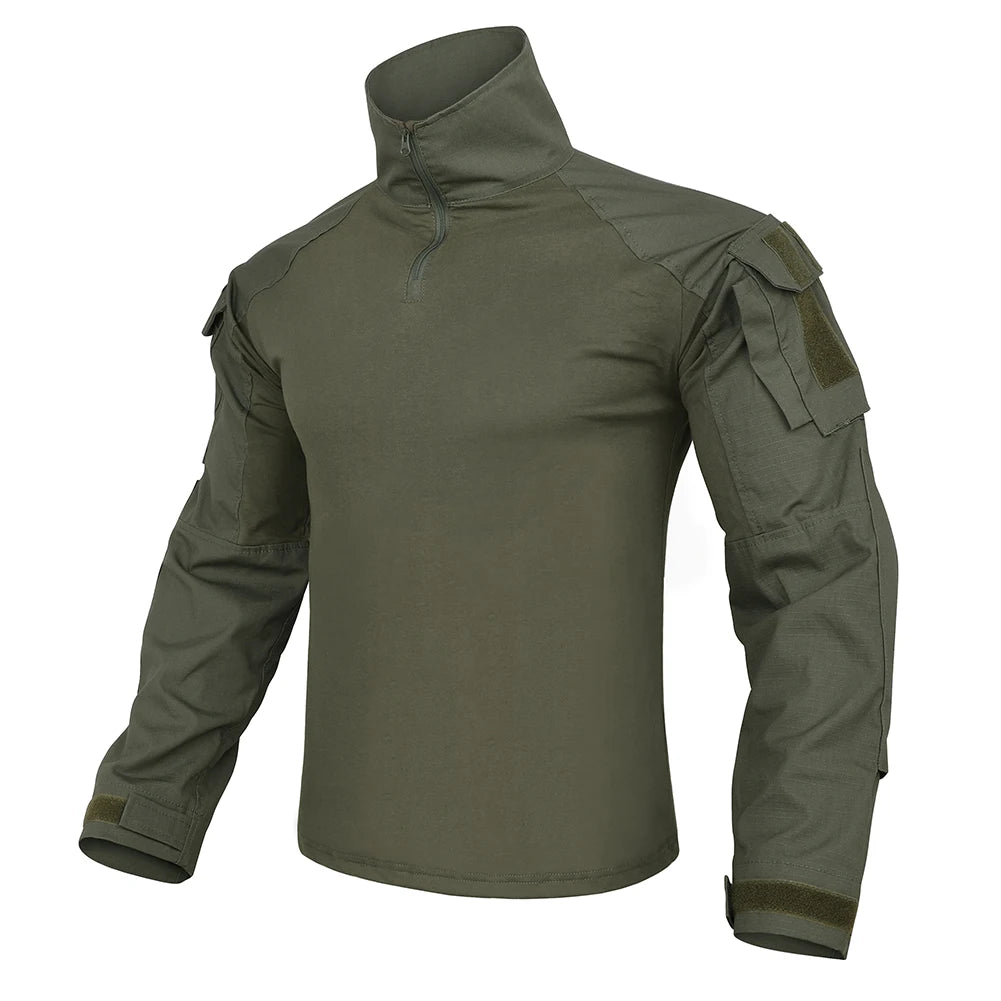 KRYDEX Combat G3 Shirt Tactical Hunting Outdoor Clothes Shirt with Elbow Pads Tiger Stripes Camo Ranger Green Gen3 Shirt