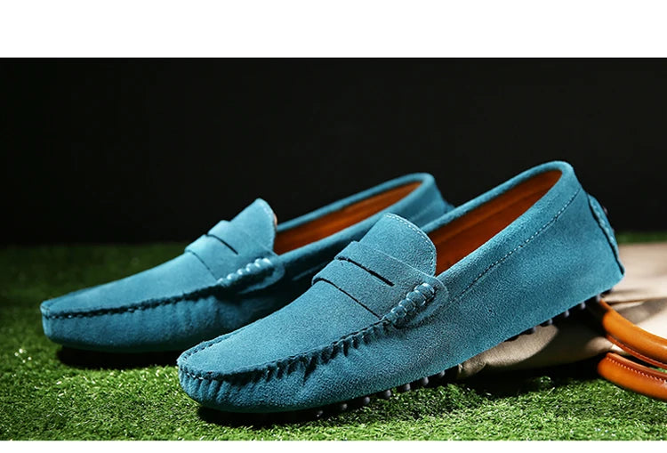Men's Casual Fashion Genuine Leather Loafers Moccasins Slip-On Driving Shoes 38-50 Size Range Male Flats Comfort Footwear