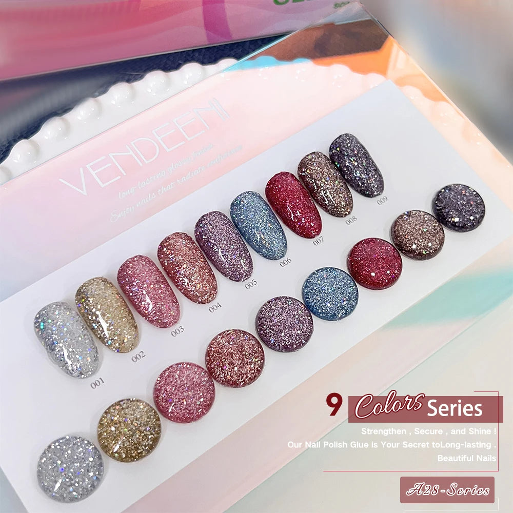 Vendeeni TPO HEMA Free 2025 Hot Sale High Quality 9-Color Nail Gel Polish Set Non-Toxic UV Gel Nail Art Kit for Nail Salon