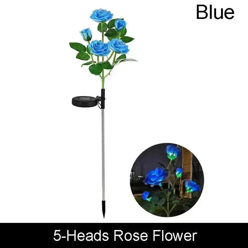 Solar Garden Lights LED Solar Flowers Rose Lawn Lamp  Outdoor Waterproof Outside Light for Patio Yard Garden Wedding Xmas Decor