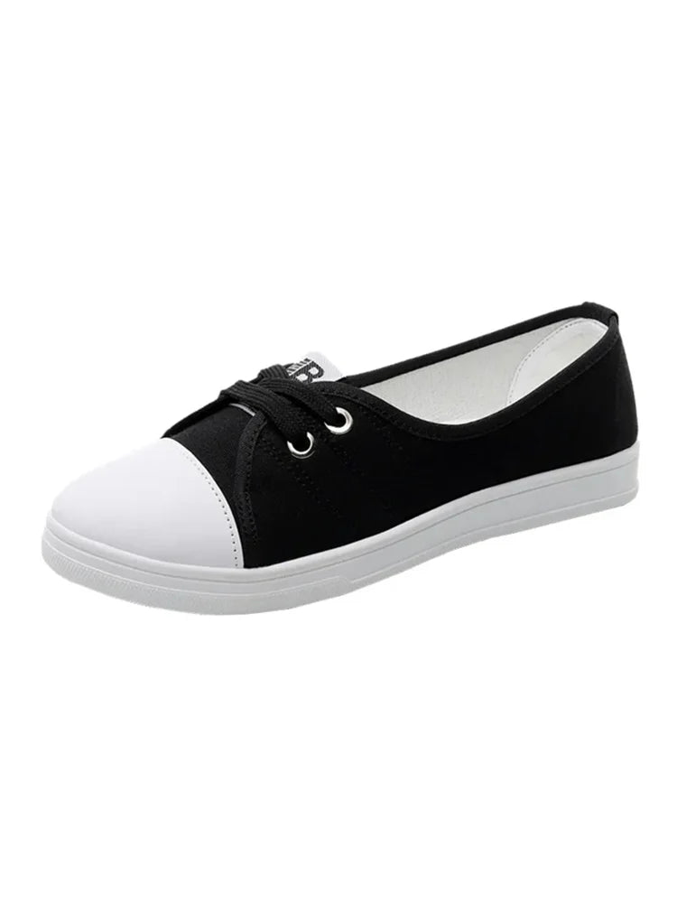 Lady Fashion Light Weight White Anti Skid Comfort Lace Up Student School Shoes Zapatos Women Cute Sweet Black Stylish Shoes B87