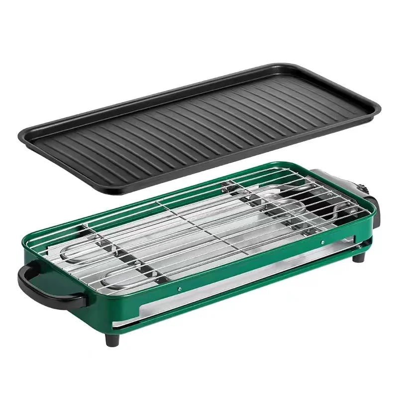 New stainless steel frying and grilling dual-purpose smokeless barbecue grill non-stick electric bakeware household high power