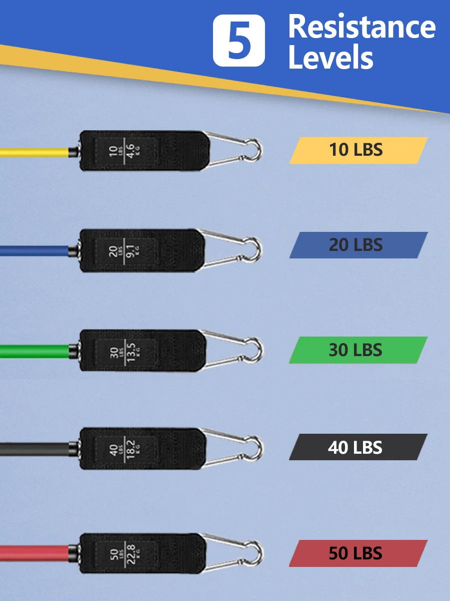 Resistance Band Set, Exercise Bands,Work Out Bands with Handles for Men and Women Fitness, Strength Training Home Gym Equipment