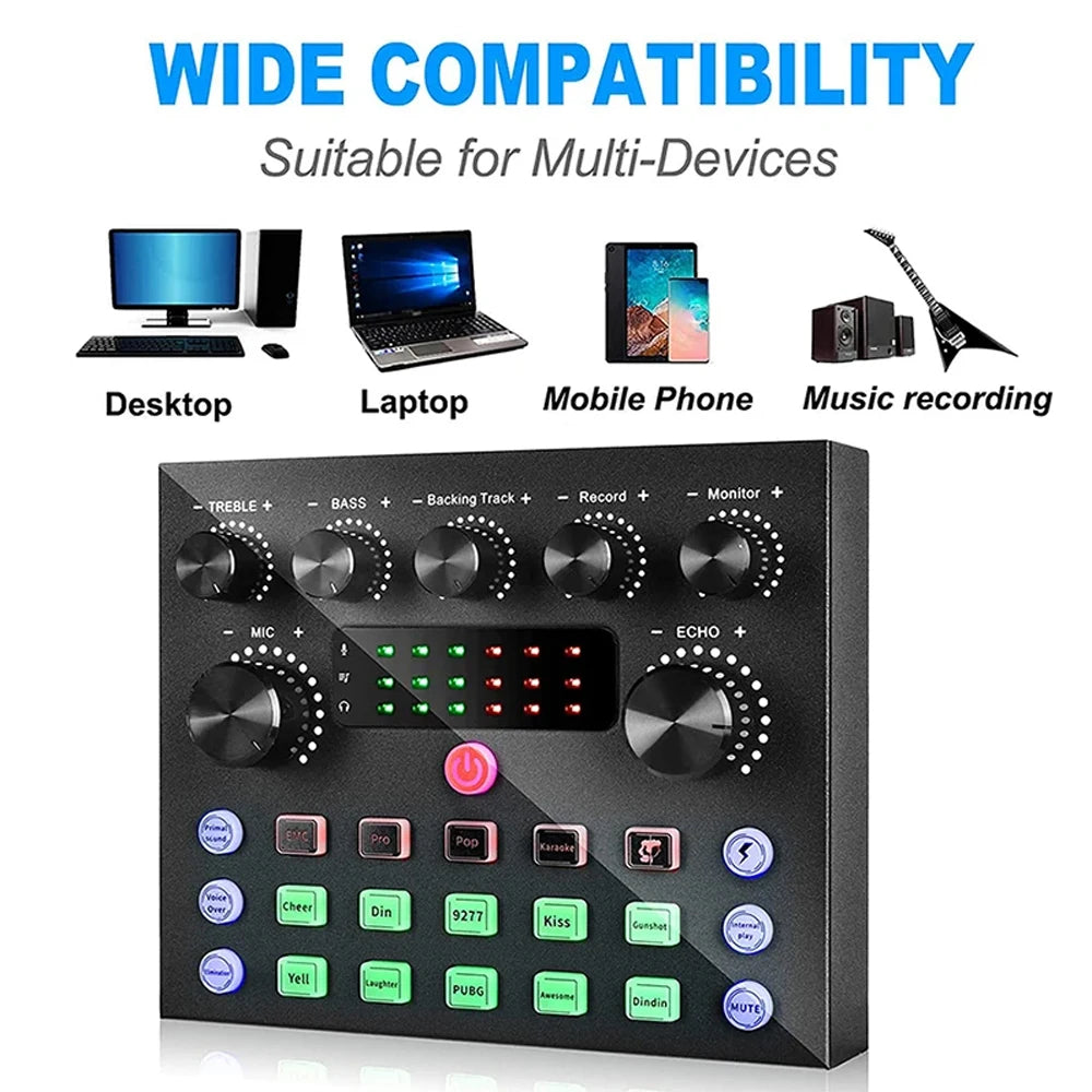 V8S Live Sound Card Podcast Equipment Bundle,with Microphone Set Device,Music/Recording Live Streaming For DJ Disco Device