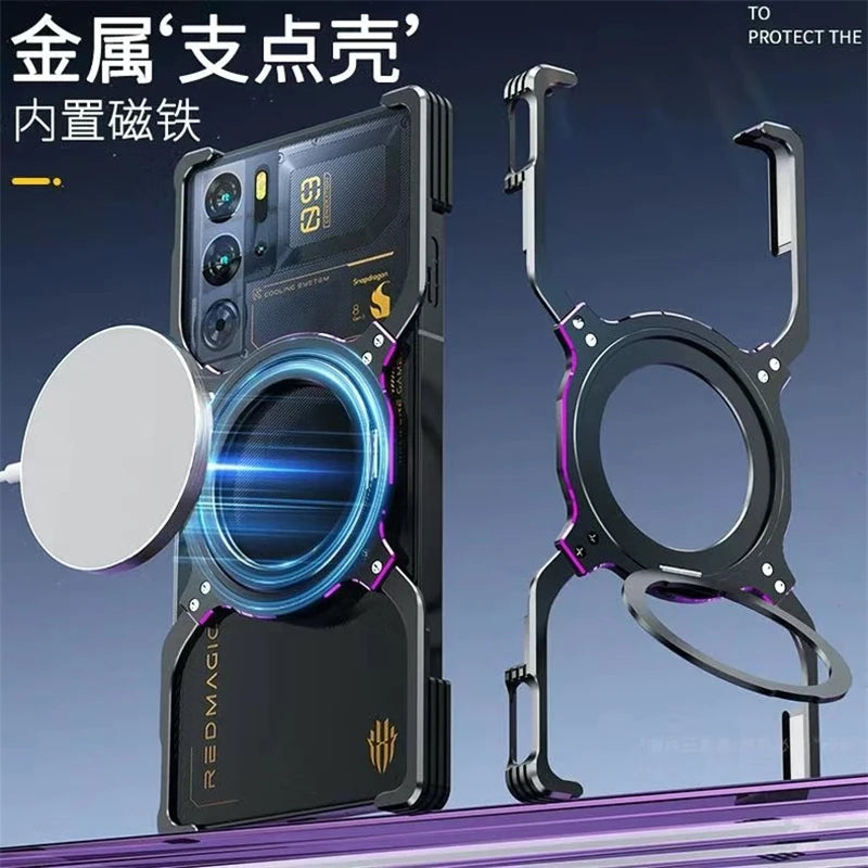 Magnetic Case For Nubia Redmagic 10 Pro Plus 9S 10s Red Magic 9 Pro+ 5G Aluminium Alloy Metal Borderless Bracket Cooling Cover