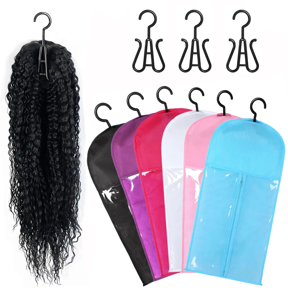 Wig Storage Bag Extra Long Hair Extension Storage Bag With Hanger For Wigs Hair Extensions Hairpiece Wig Bag With Wig Hanger