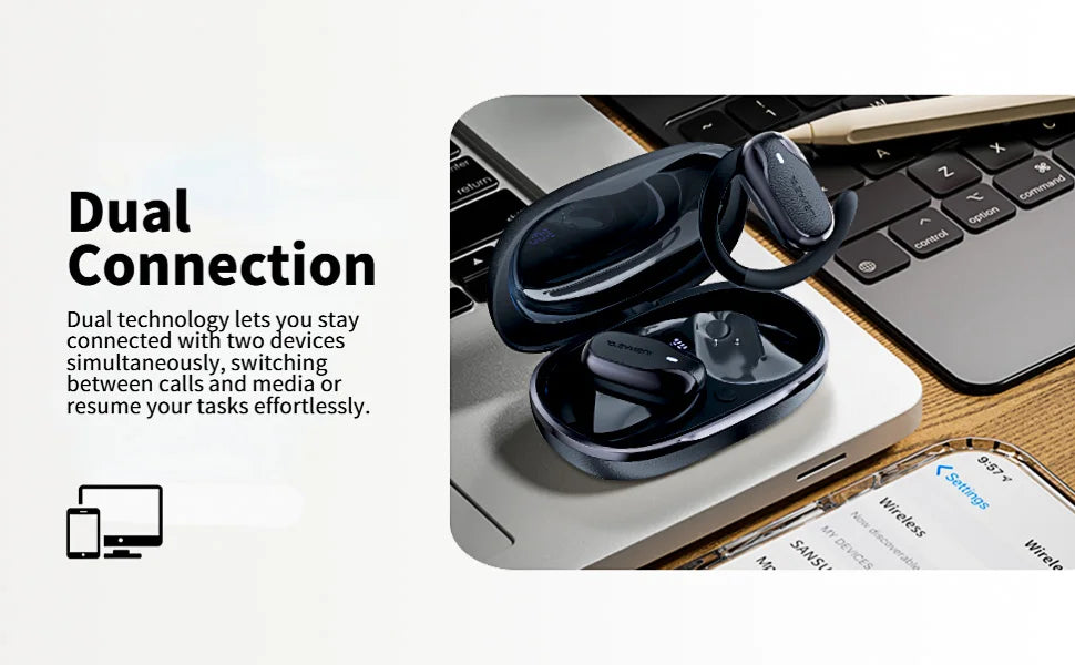 Sansui W65 Air Conduction Bluetooth 5.4 Earphones ENC Noise Canceling Bluetooth Headphone on Ear OWS Wireless Headsets with APP