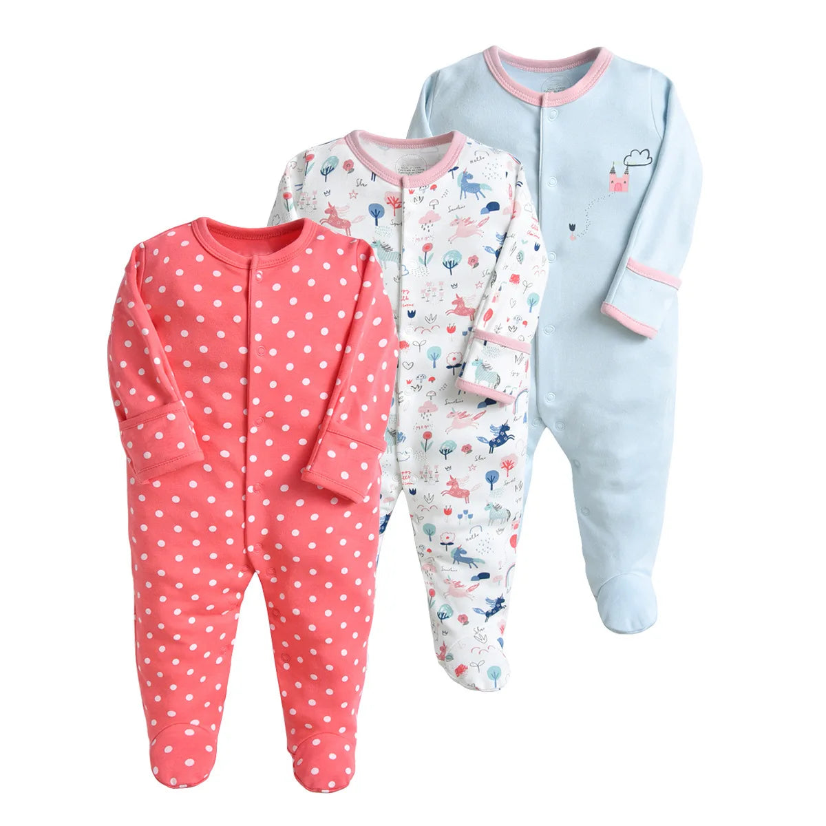 3Pcs Brand Newborn Baby Clothes Set Infant Boys Girls Romper Cotton Long Sleeve Pajamas Jumpsuit Toddler Outfits