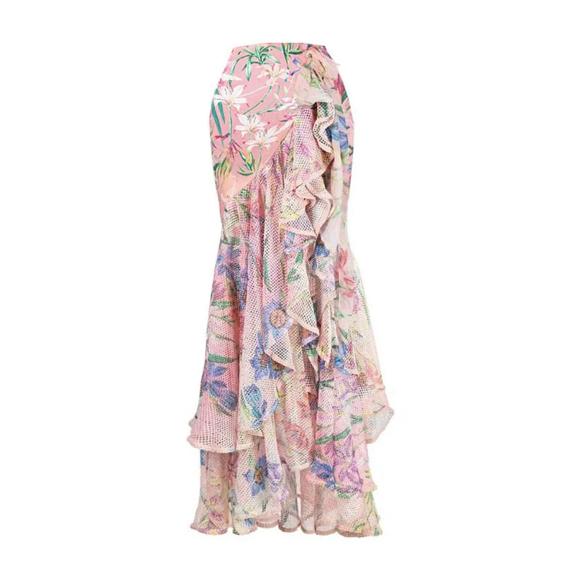 Women Swimwear Summer Floral Printed V-neck Swimsuit One-piece Bodysuit Bikini Set Beach Style Wear Maxi Dress Skirt Vacation