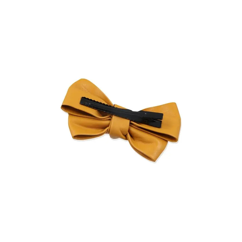 Accessories Hair Ornament Solid Color PU Leather Girls Duckbill Clips Headwear Bow Hairpin Spring Clips Hair Clips