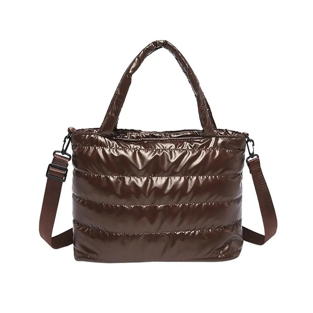 Large Tote Padded Handbags Designer Quilted Women Shoulder Bags Luxury Nylon Down Cotton Crossbody Bag Winter Tote Big