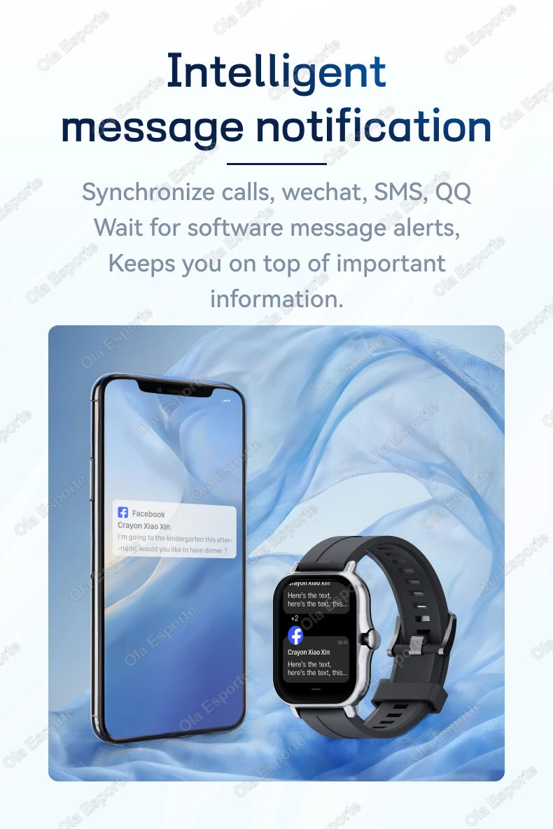 New Multi-sport Smart Watch Heart Rate Monitor Blood Oxygen Tracking BT Calls 240*280 Screen IP67 Waterproof Android iOS Watches