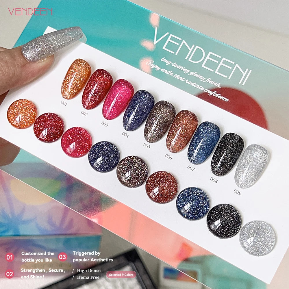Vendeeni TPO HEMA Free 2025 Hot Sale High Quality 9-Color Nail Gel Polish Set Non-Toxic UV Gel Nail Art Kit for Nail Salon