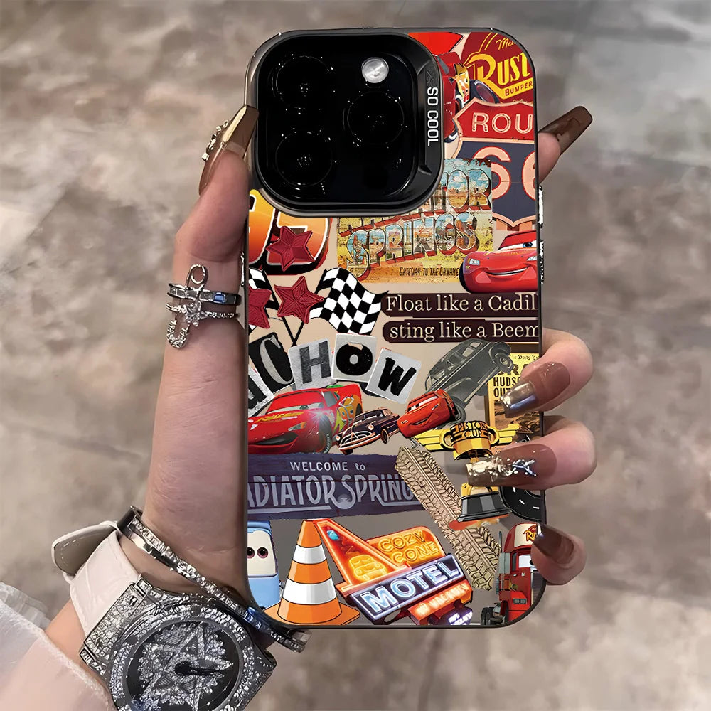 HOT Cars L-Lightning M-McQueen Phone Case For iPhone 17 16 15 14 13 12 11 mini Pro Max X XR Air Plus Anti Fall Matte Back Cover