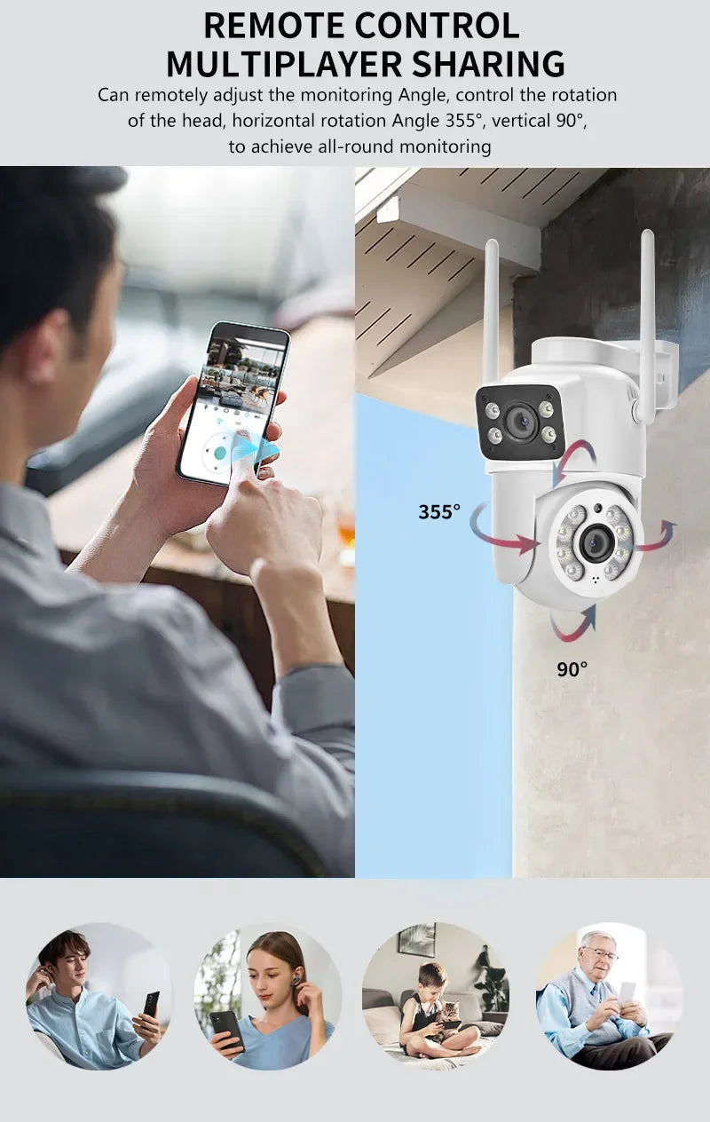 BELIA 6MP Dual Lens Dual Screens PTZ Wifi Camera AI Human Detection Wireless Outdoor CCTV Security IP Camera ICSEE App