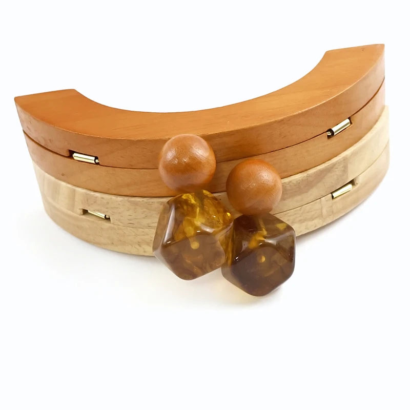 1Pc 14cm Mini Wooden Bag Handle Colored Beads Purse Frame Kiss Clasp Wallet Clourse Clip DIY Handmade Bracket Bags Accessories