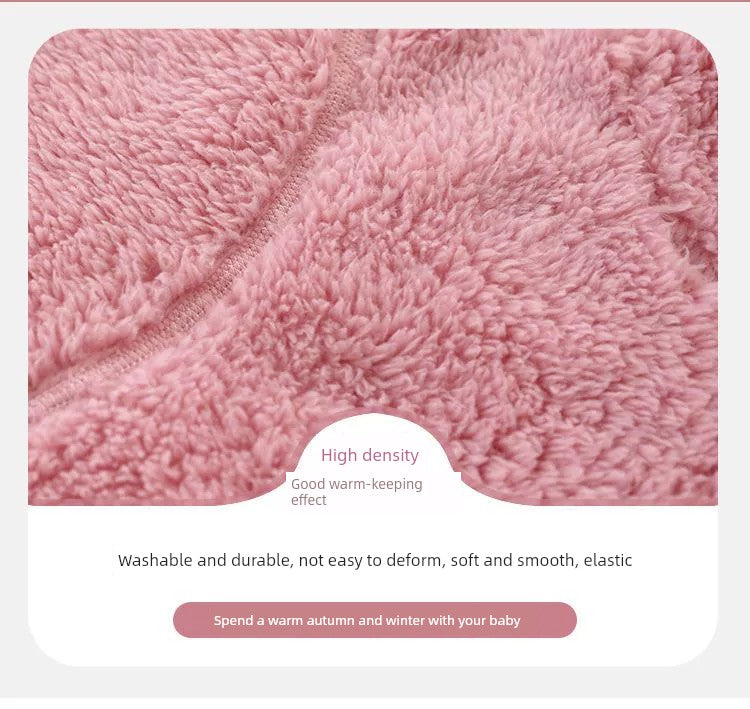 Baby Fur Fleece-Lined Jumpsuit Winter Thicken Thermal Male and Female Baby Clothes Outwear Hooded Romper Jumpsuit