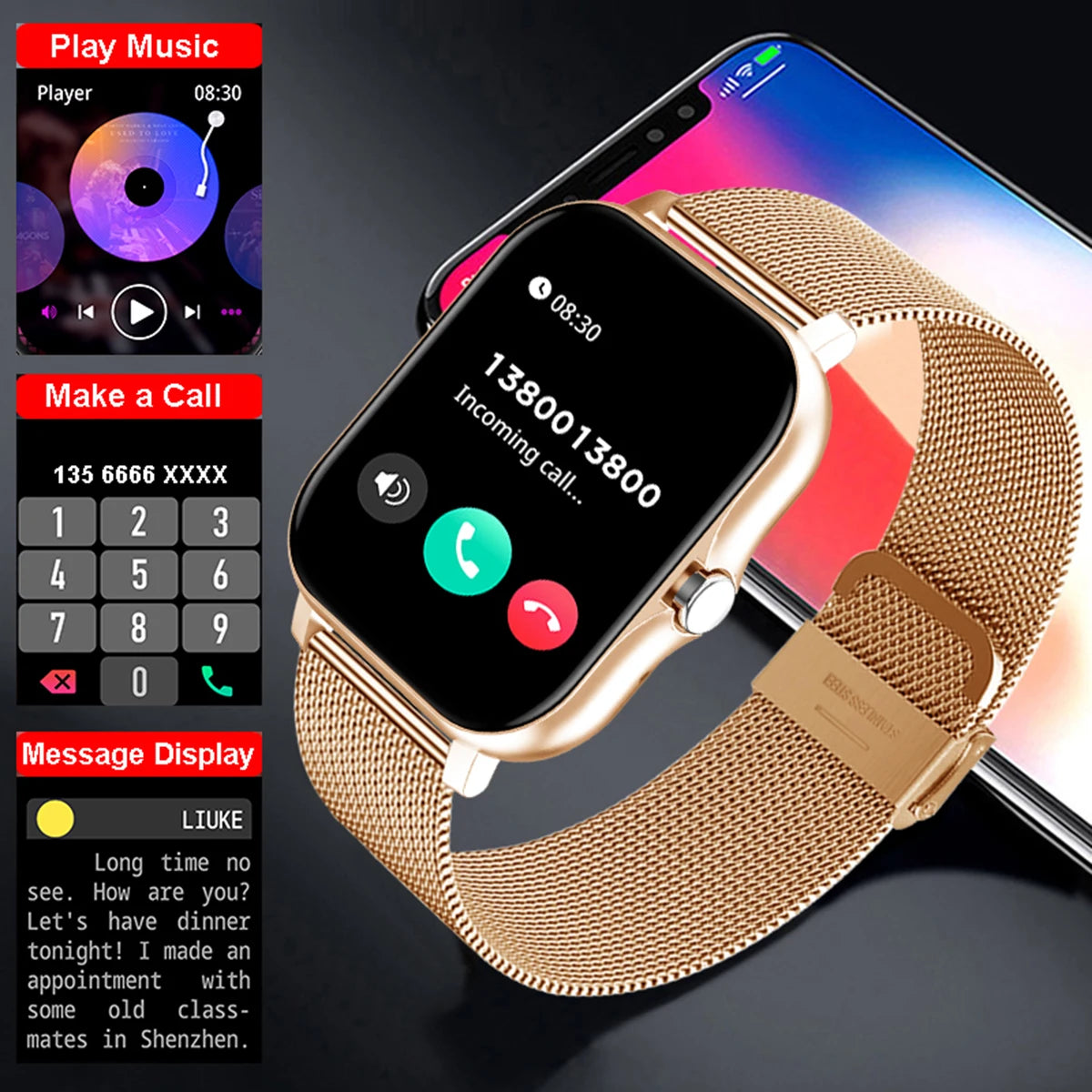 NEW 2025 Fashion SmartWatch Android Phone 2.01" Color Screen Full Touch Custom Dial Watch Women Bluetooth Call Smart Watch Men