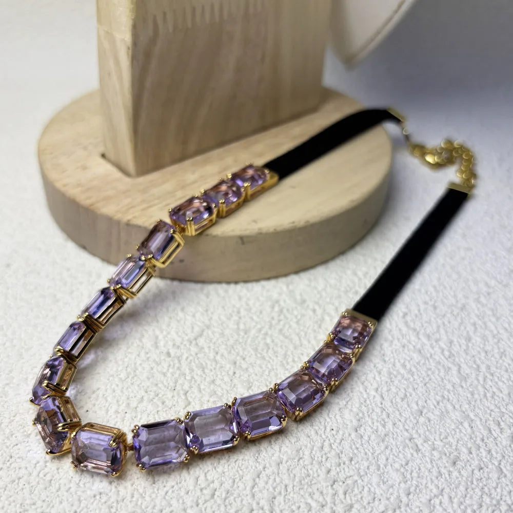 Original Charms 2025 New Fine Jewelry Set Women Gold Geometric Zircon Crystal Necklace Bracelet Earrings Romantic Gift