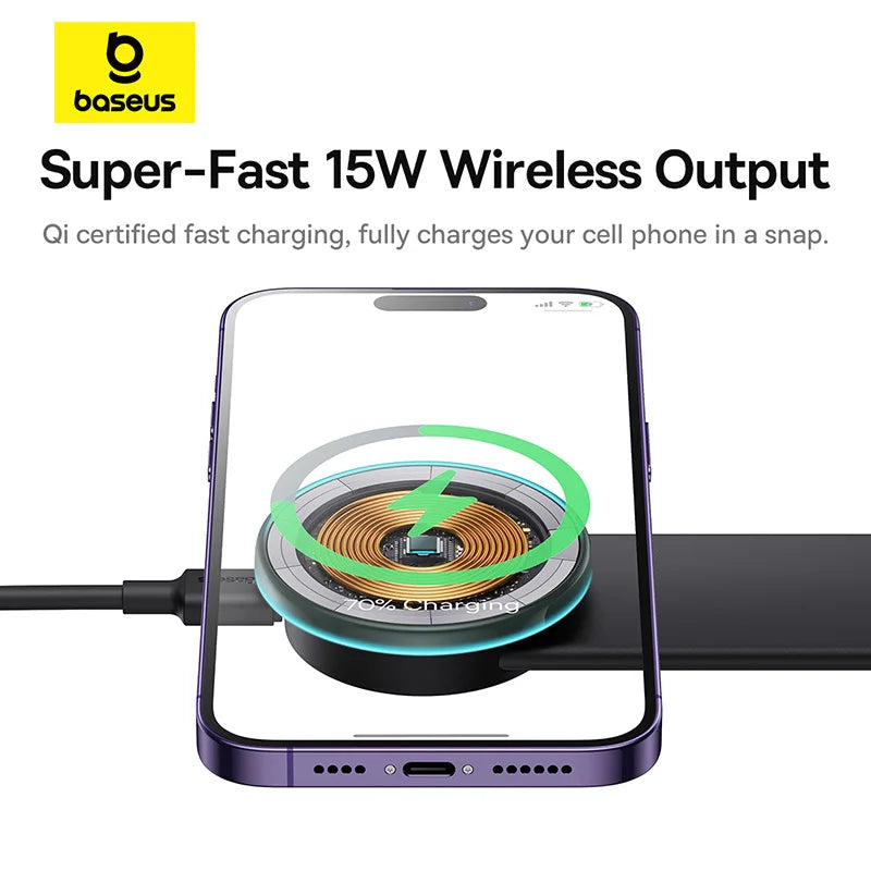 Baseus Magnetic Wireless Charger Car Phone Holder 15W Fast Charging Wireless Car Charger Holder For iPhone 16 15 14 13 Car Mount