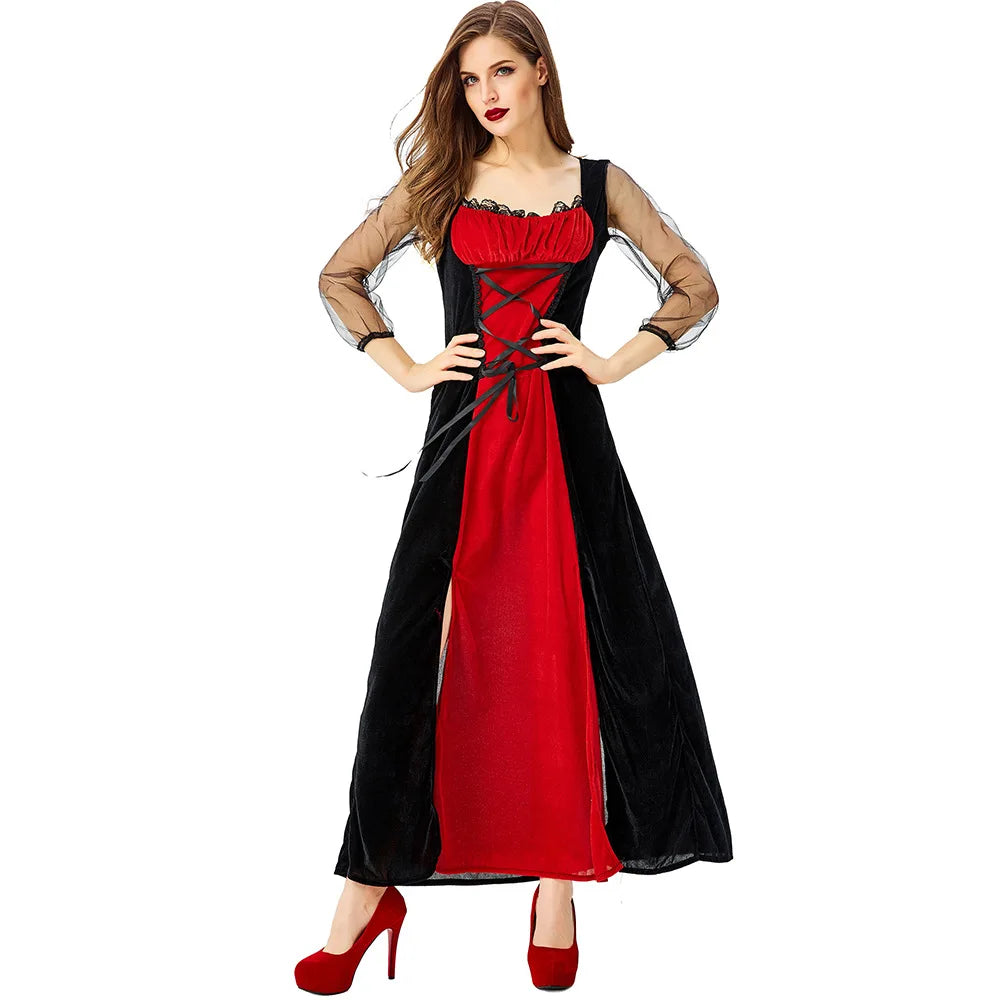 Halloween Costume Cosplay Outfit Red and Black With Cape