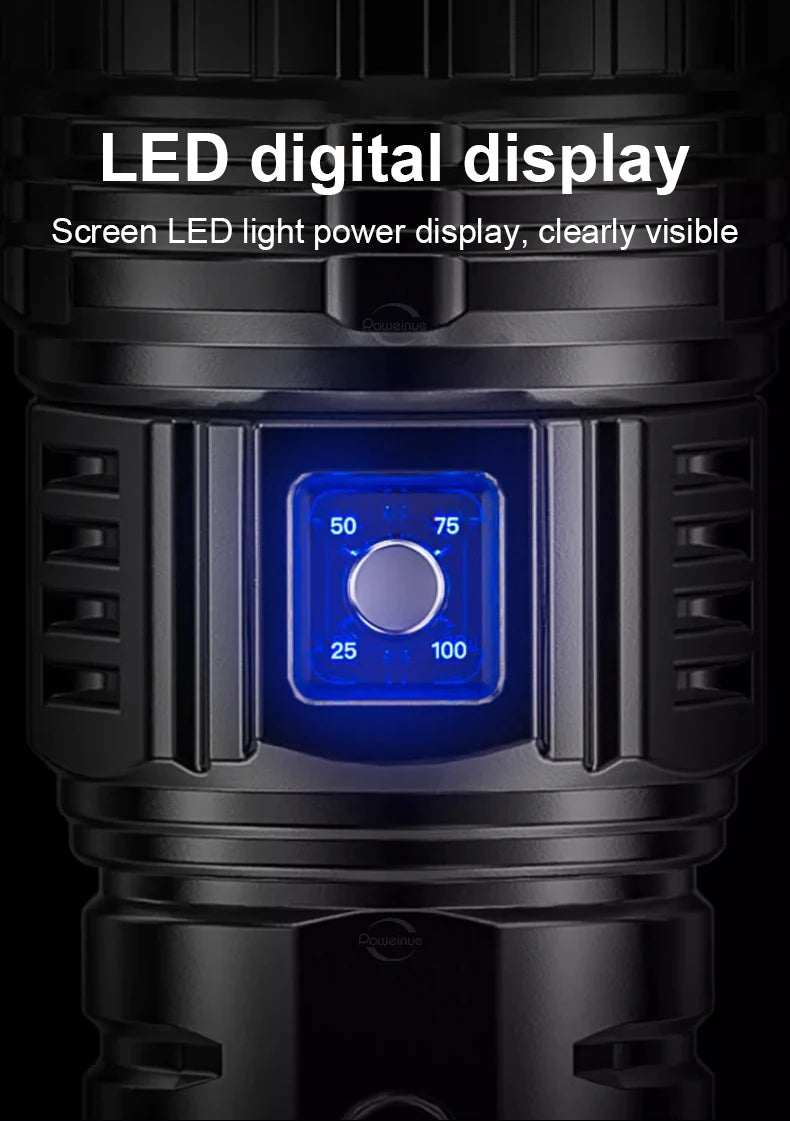 500000LM Ultra Bright LED Flashlight Bult-in Battery Most Powerful Flashlights Tactical Lantern COB Lights Emergency Spotlights