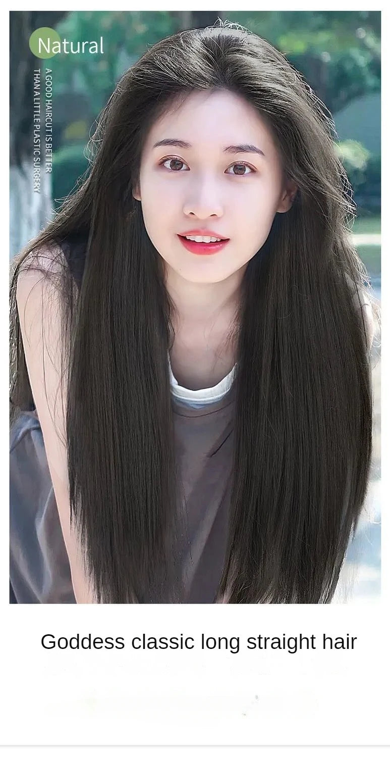 Wig Women's Long Hair Three-piece Seamless Wig Patch Straight Hair Extensions Invisible Artificial Hair Extensions Synthetic